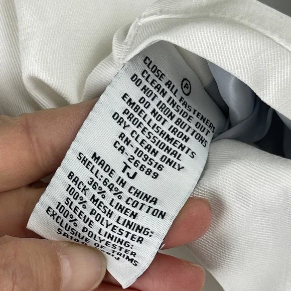 Victorinox Jacket Blazer Mens 42 White Linen Blend Utility Nautical Elbow Patch